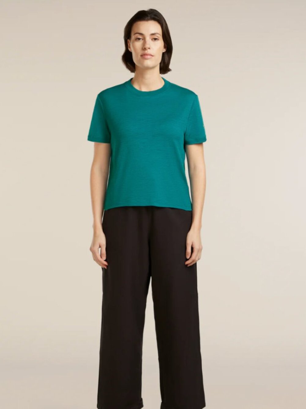 NWT Icebreaker Women's Merino 150 Tech Lite Short Sleeve Crop Tee, Tidal Teal XS
